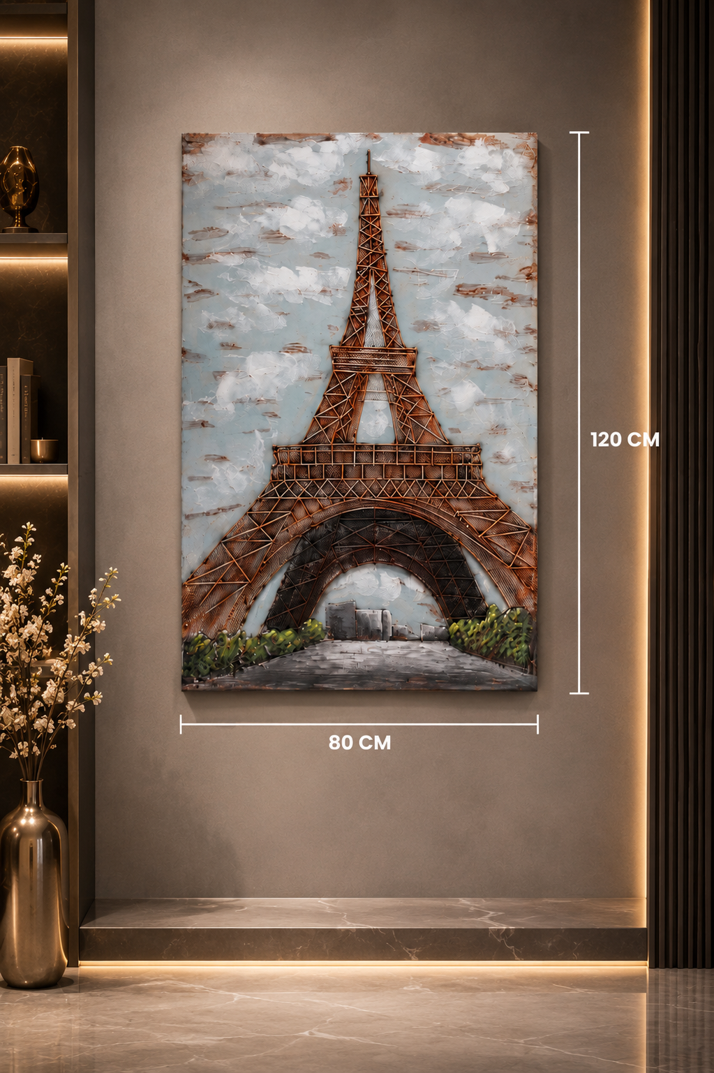 Eiffel Tower Paris 3D Metal Wall Art | Luxury French Landmark Wall Decor
