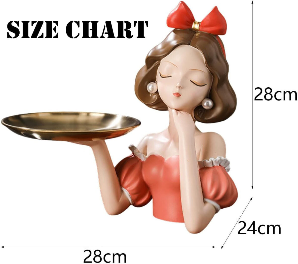 Luxury Lady Sculpture Tray Holder | Elegant Female Figurine Decorative Organizer & Statement Home Décor