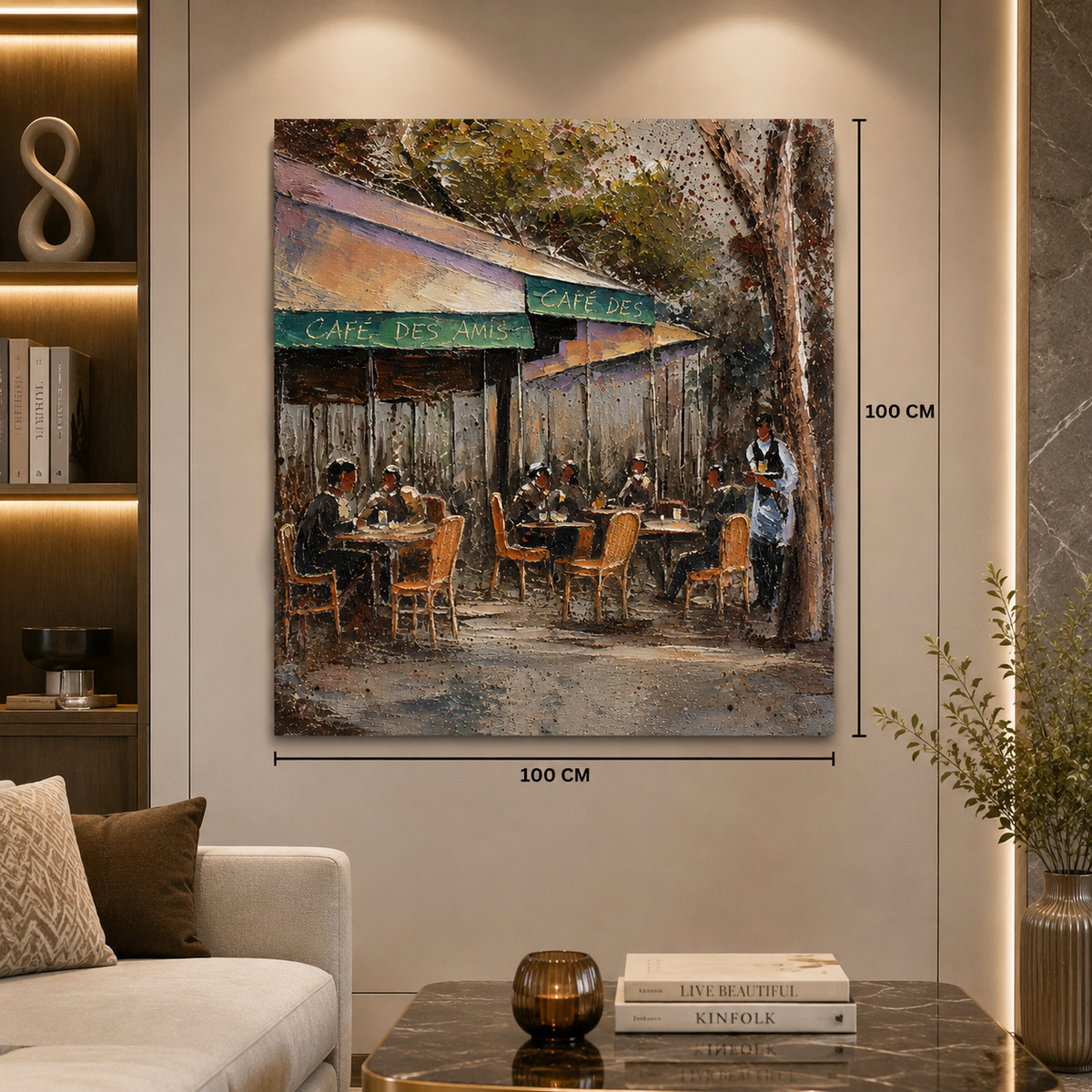 Parisian Café Street Scene 3D Metal Wall Art | Luxury French Café Wall Decor