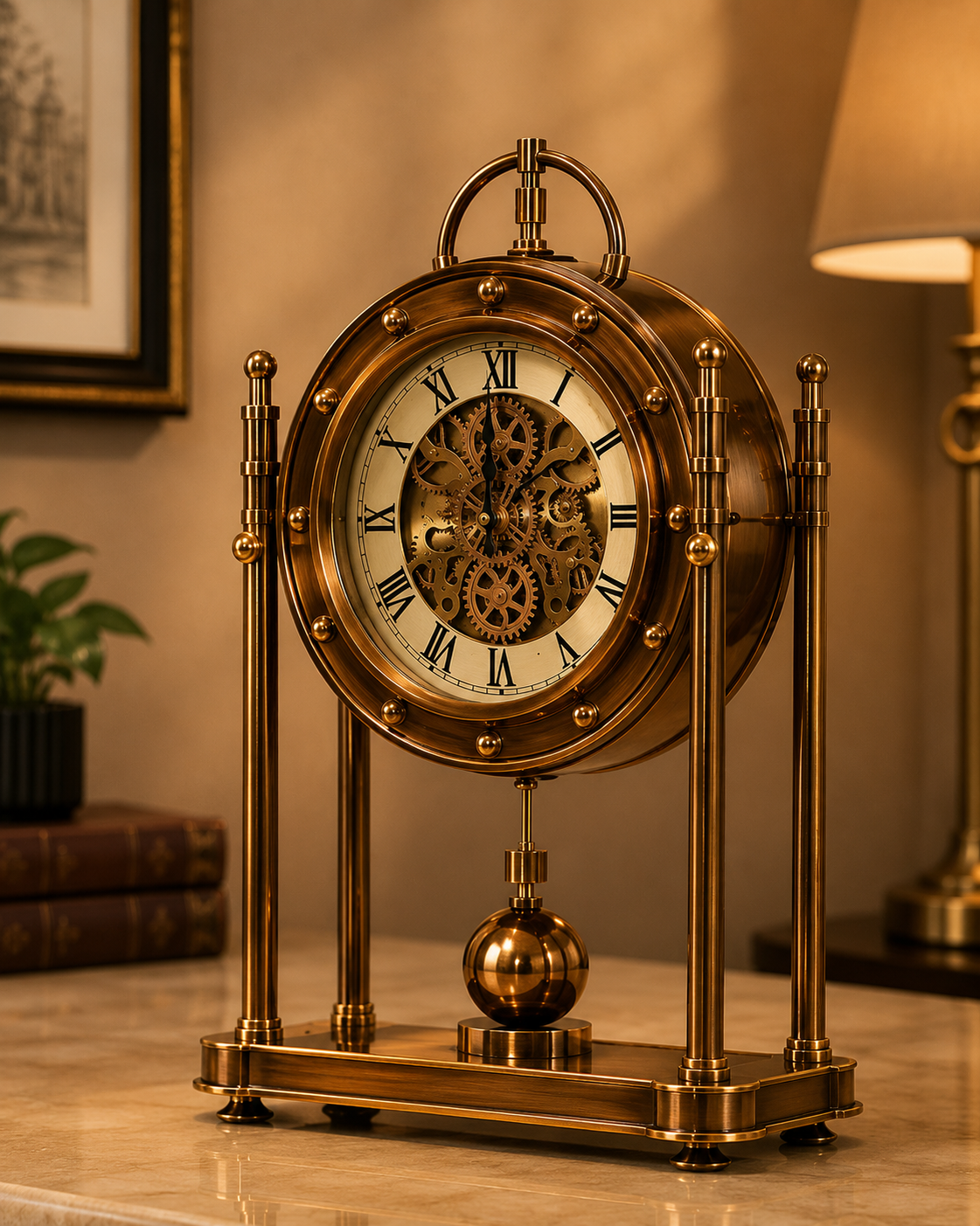 Luxury Antique Gold Mechanical Table Clock