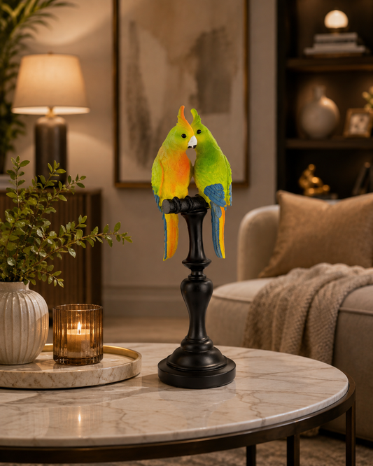 Parrot Couple Showpiece | Premium Polyresin Bird Figurine for Home & Office Décor