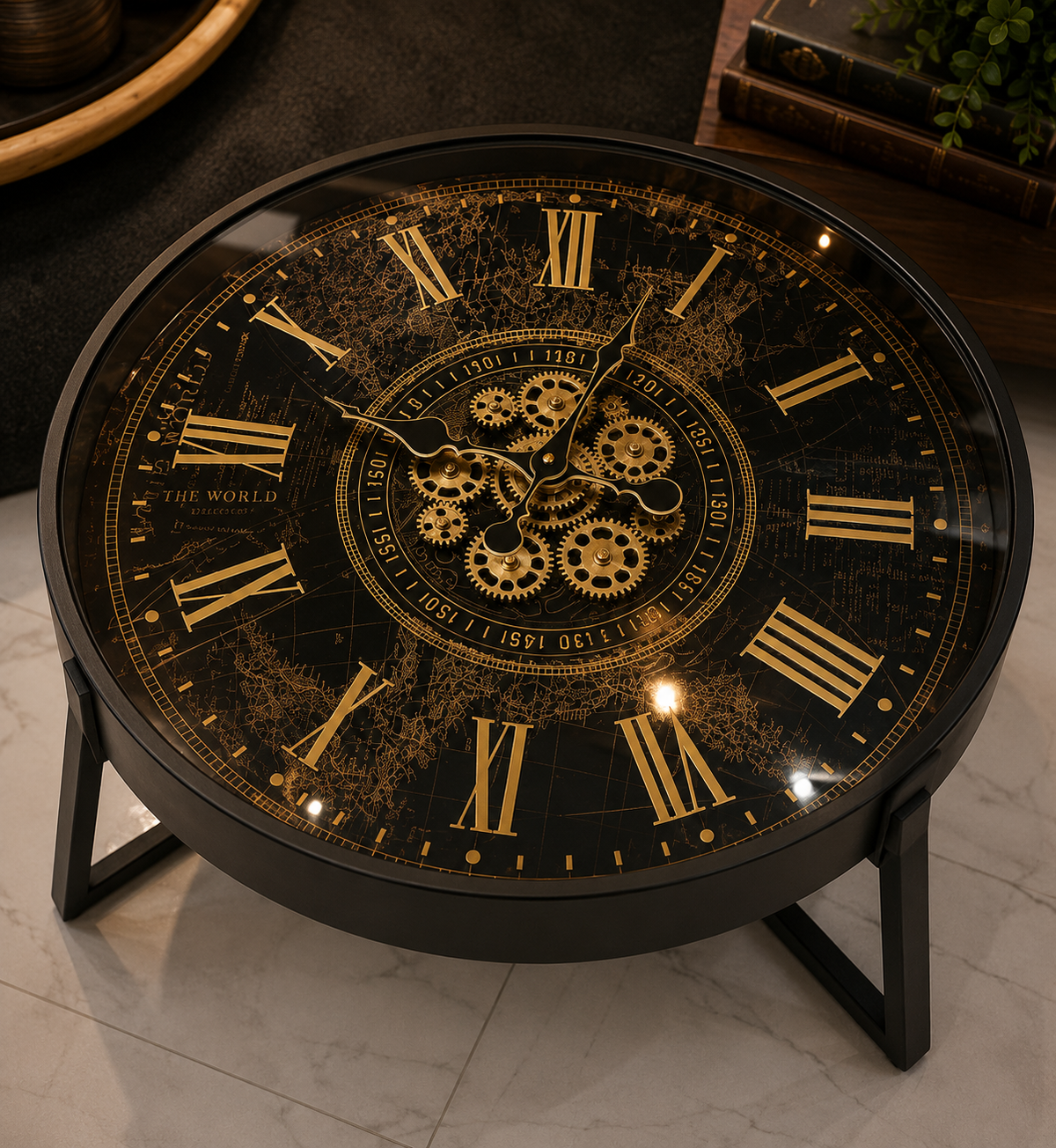 Luxury Black & Gold Gear Coffee Table