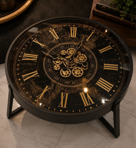 Luxury Black & Gold Gear Coffee Table