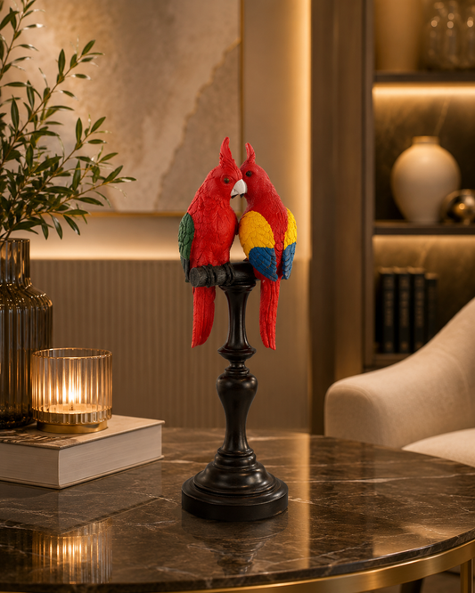Parrot Love Couple Showpiece | Premium Polyresin Bird Figurine for Home & Office Décor