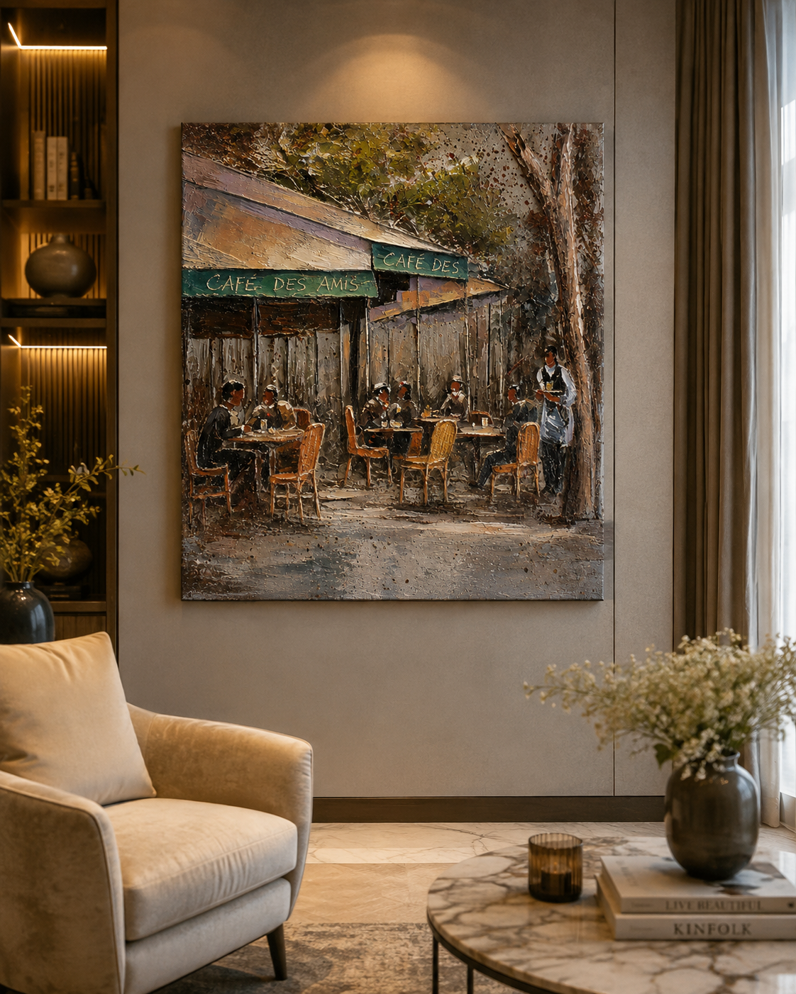 Parisian Café Street Scene 3D Metal Wall Art | Luxury French Café Wall Decor