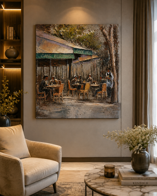 Parisian Café Street Scene 3D Metal Wall Art | Luxury French Café Wall Decor