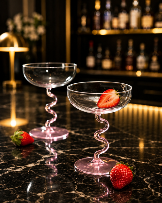 Lumière Sculptural Coupe Cocktail Glass ,set of 2