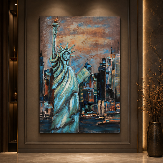 Statue of Liberty New York 3D Metal Wall Art | Luxury NYC Skyline Wall Decor