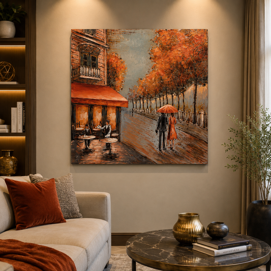 Autumn in Paris 3D Metal Wall Art | Luxury Parisian Café & Street Wall Decor