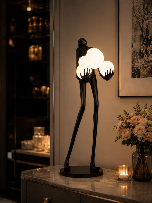 Sculptural Human Figure Floor Lamp – Modern Artistic Statement Light