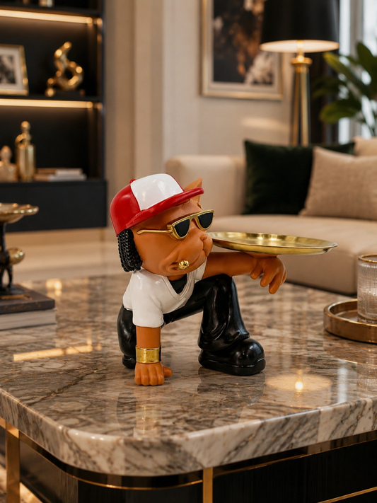 Cool Bulldog Tray Holder – Stylish Decorative Figurine with Serving Tray