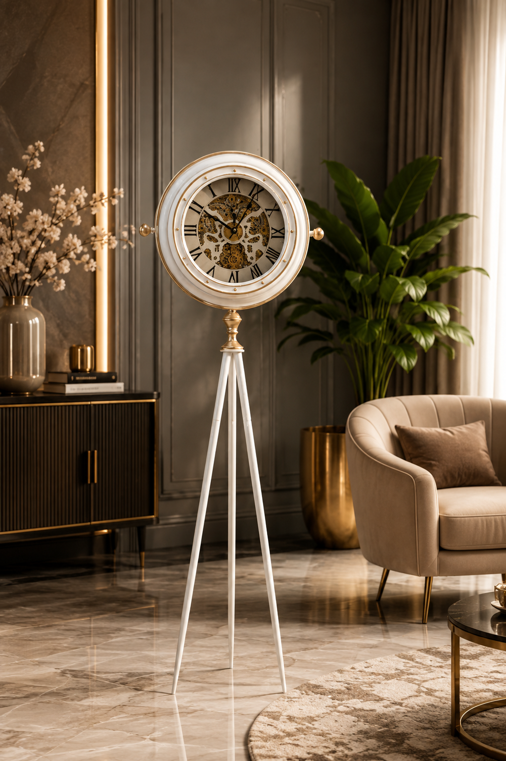 Vintage Luxury Tripod Table Clock