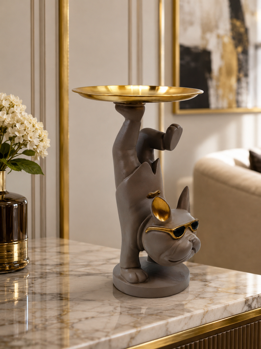 Luxury French Bulldog Tray Holder – Unique Sculptural Decorative Organizer