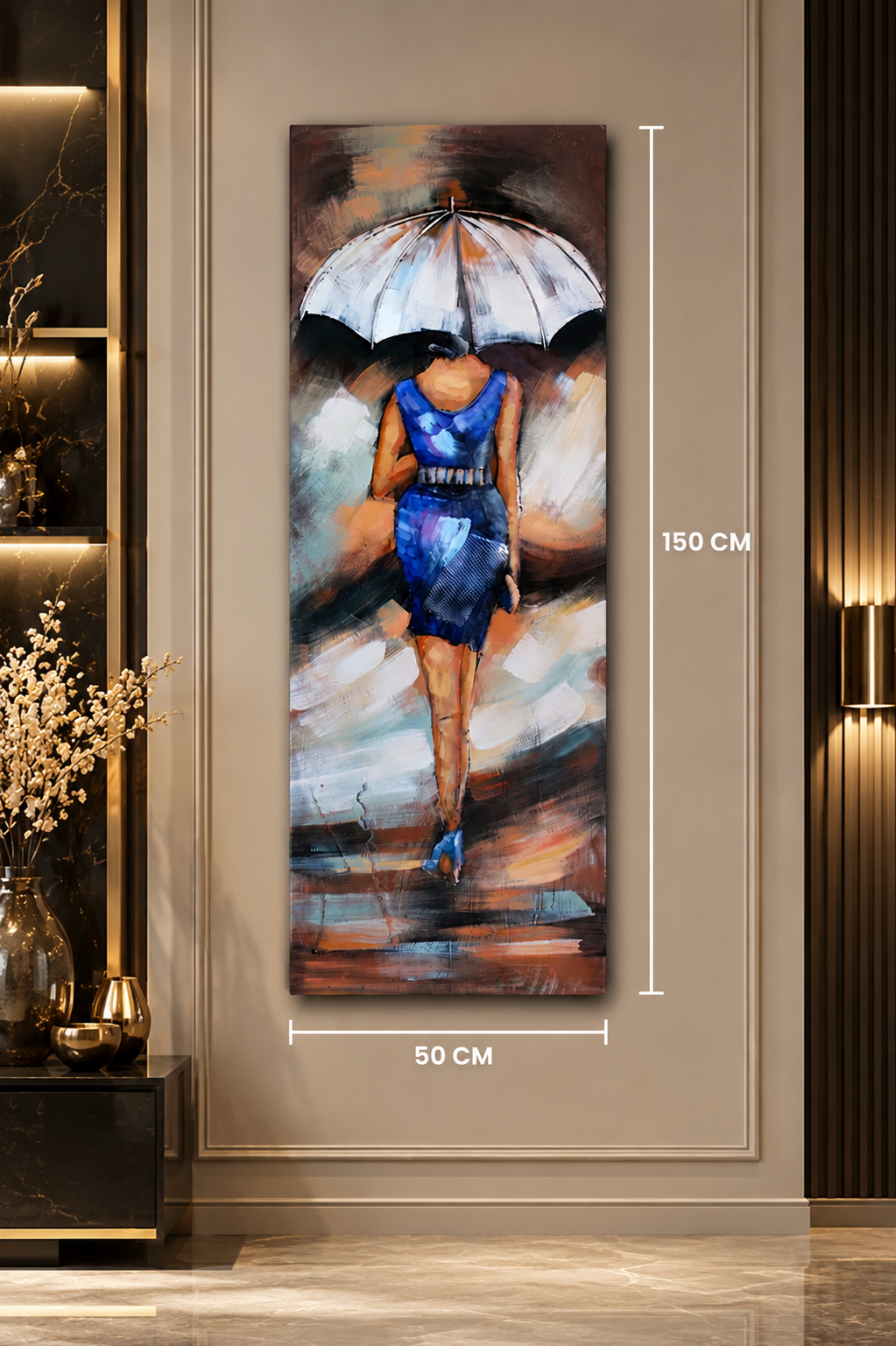 Rainy Day Woman 3D Metal Wall Art | Elegant Modern Figurative Wall Decor