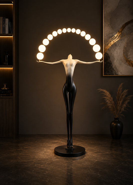 Sculptural Goddess Floor Lamp – Artistic Halo Statement Lighting