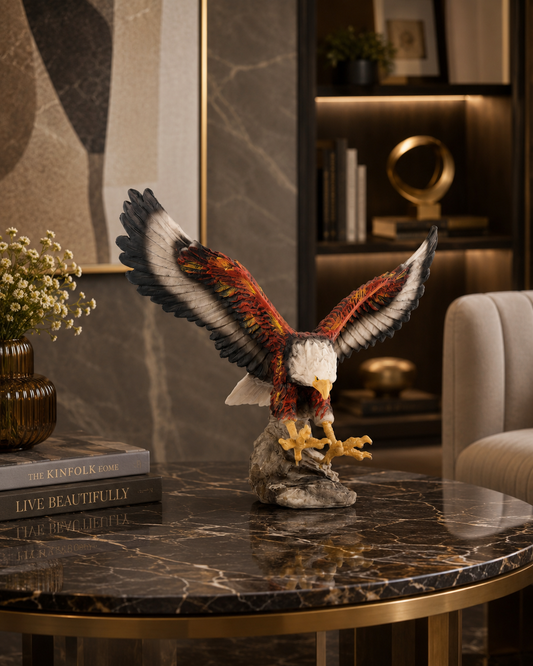 Flying Eagle Showpiece | Premium Hand-Painted Polyresin Eagle Sculpture for Home & Office Décor