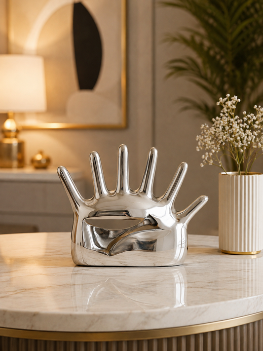 Luxury Hand Sculpture Tray Holder | Premium Resin Decorative Catchall Organizer for Keys, Jewelry & Essentials
