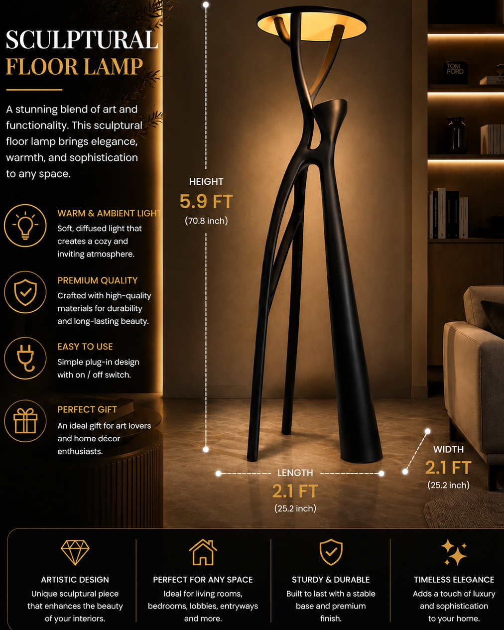 Sculptural Human Figure Floor Lamp – Modern Artistic Statement Light