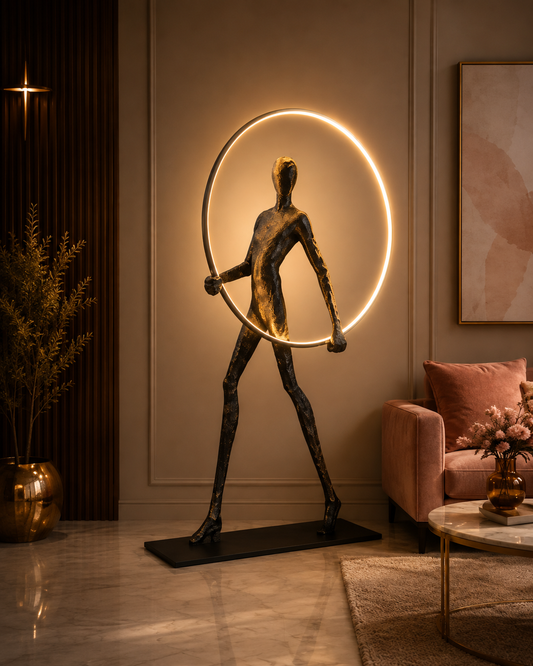 Halo Walker Sculptural Floor Lamp – Modern Human Figure LED Statement Light