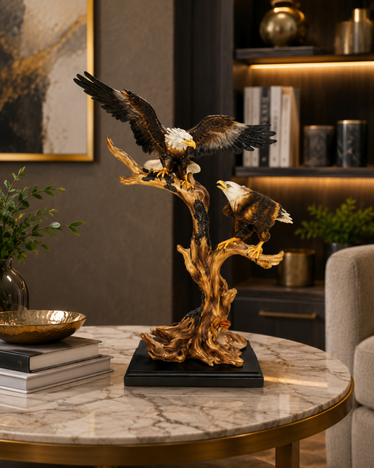 Eagle Statue Showpiece | Premium Hand-Painted Polyresin Eagle Figurine for Home & Office Décor