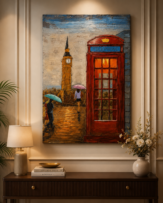 London Telephone Booth & Big Ben 3D Metal Wall Art | Luxury London City Wall Decor