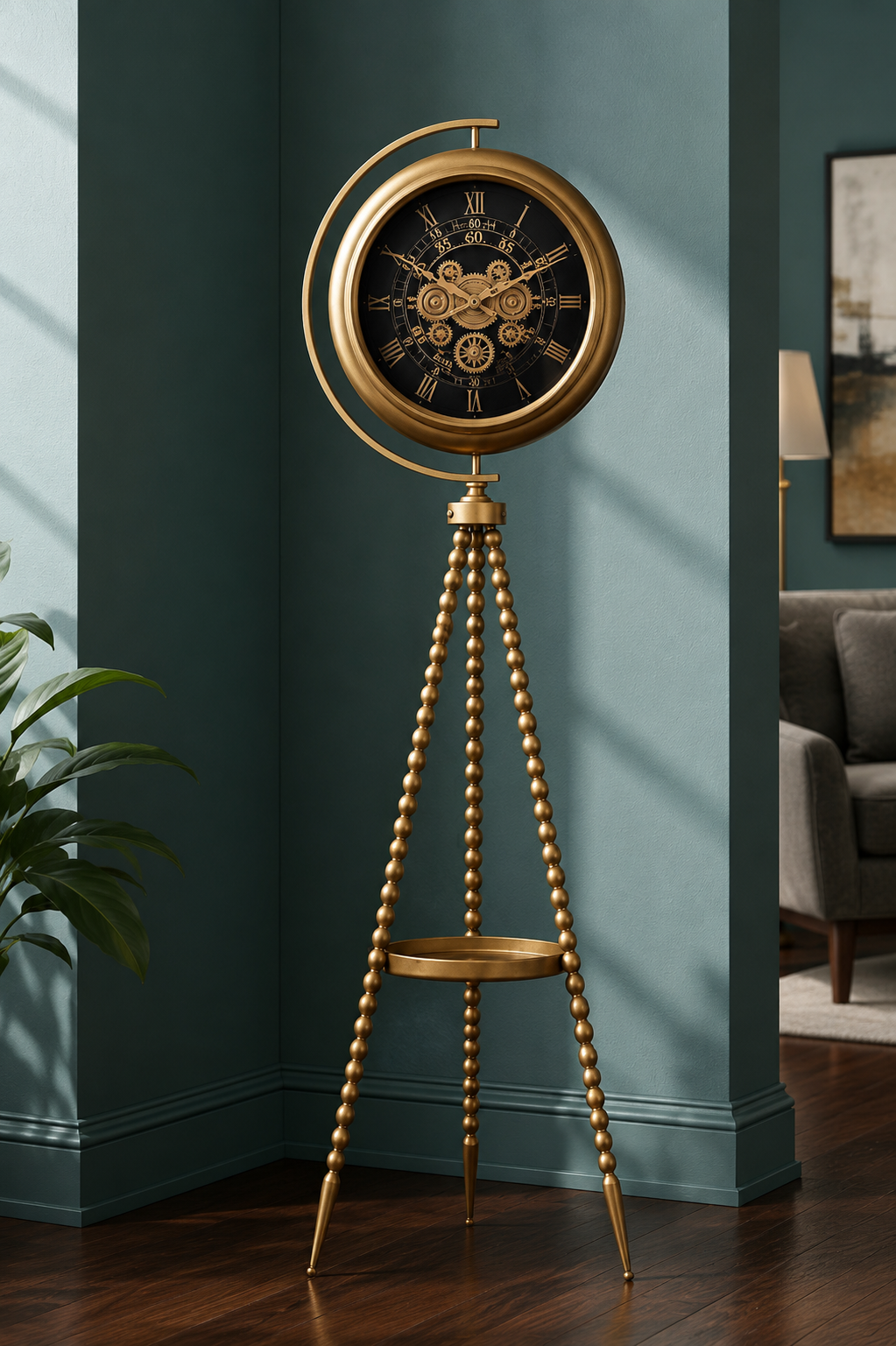 Luxury Gold Tripod Gear Clock