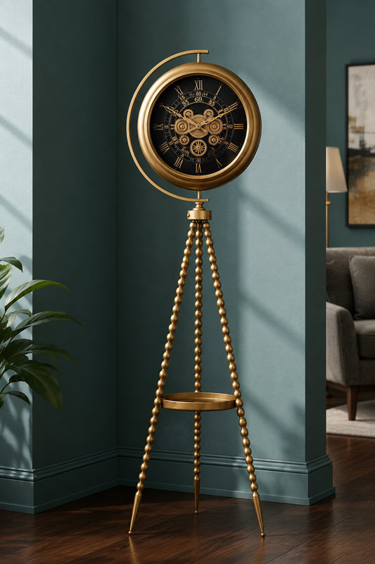 Luxury Gold Tripod Gear Clock