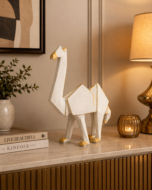 Luxury Camel Showpiece Large | Premium Geometric Polyresin Camel Statue for Home & Office Décor