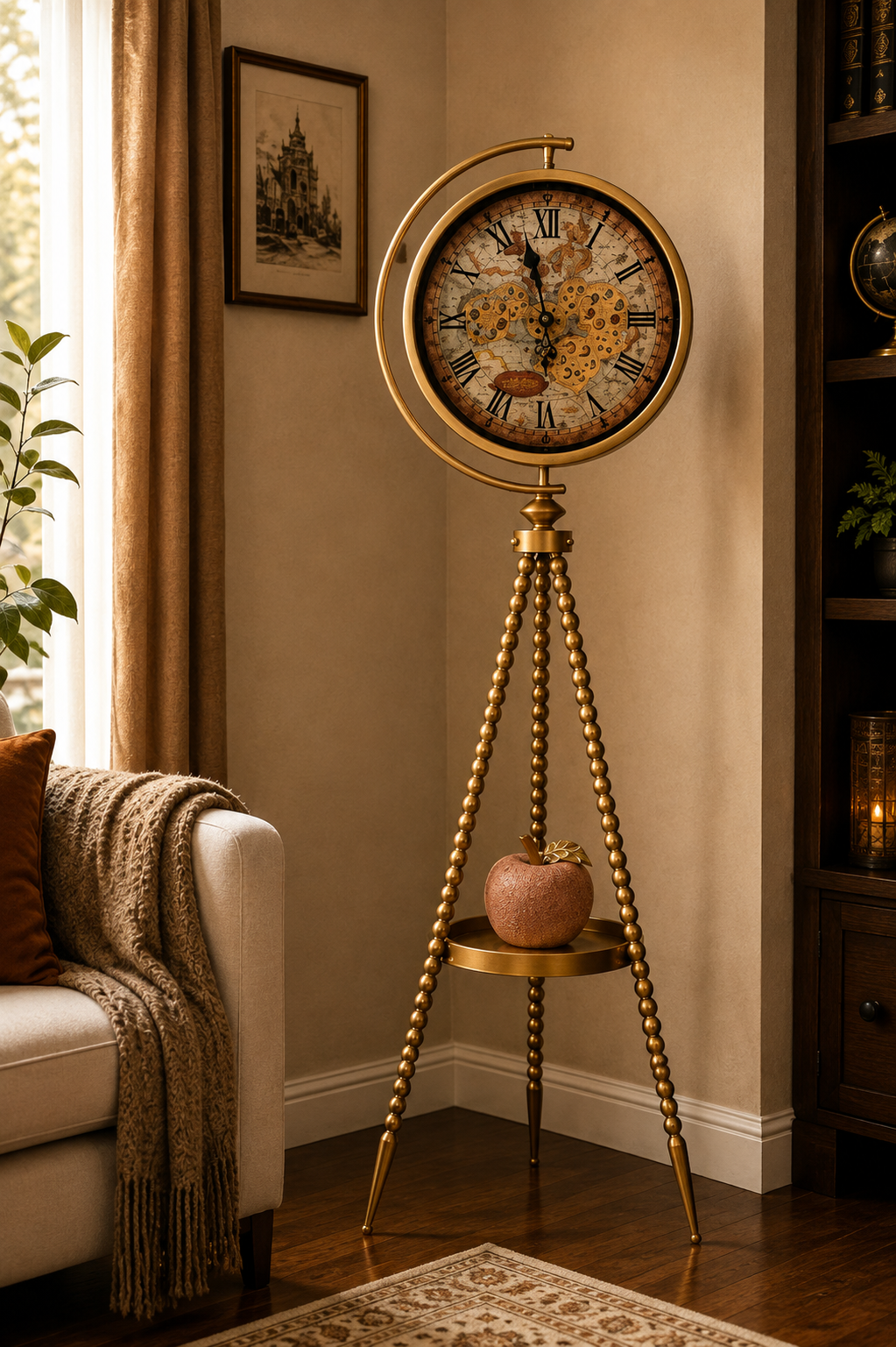 Luxury Gold Tripod Shelf Clock