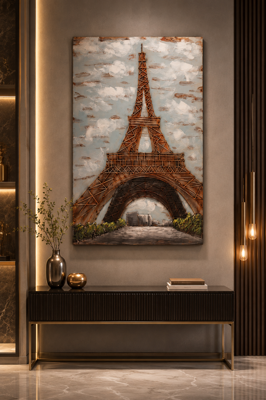 Eiffel Tower Paris 3D Metal Wall Art | Luxury French Landmark Wall Decor