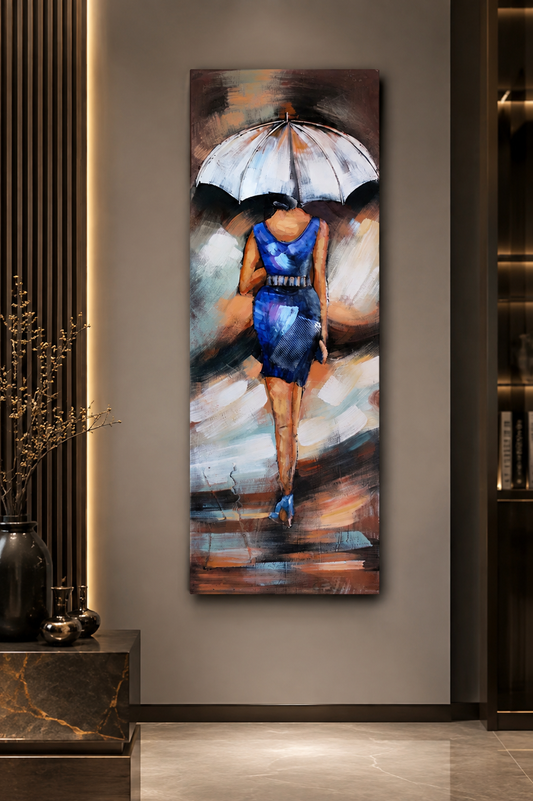 Rainy Day Woman 3D Metal Wall Art | Elegant Modern Figurative Wall Decor
