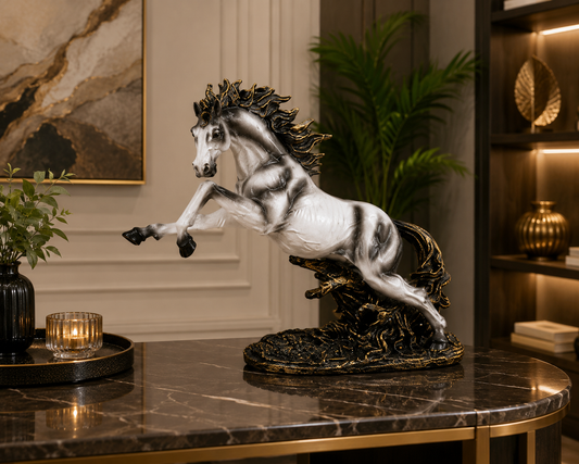 Rearing Horse Statue | Premium Polyresin Horse Showpiece with Antique Gold Finish